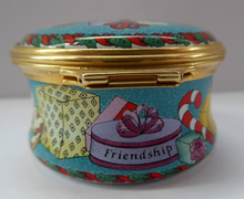 Load image into Gallery viewer, Vintage Halcyon Days Enamels Christmas Box 1995. Bundle of Christmas Presents. Excellent Condition

