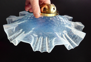 FRENCH Art Nouveau Genuine Period Flat Pendant Lamp Shade. Vaseline Glass
