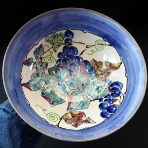 1920s Elizabeth Amour Large Bowl with Fruiting Vines / Grapes Decoration