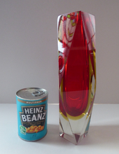 Load image into Gallery viewer, Vintage MURANO Mandruzzato Sommerso Facet Cut Block Vase
