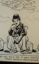 Load image into Gallery viewer, Original Pen Cartoon for Sale by Sidney Strube. Charlie Chapin as the Great Dictator
