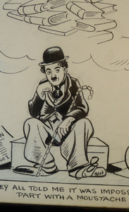 Original Pen Cartoon for Sale by Sidney Strube. Charlie Chapin as the Great Dictator