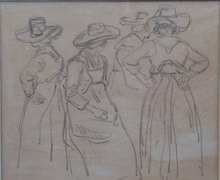 Load image into Gallery viewer, 19th Century Pencil Drawing by Wolfgang Adam TOEPFFER (1766 - 1847) Switzerland. Sheet of Figure Studies
