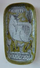 Load image into Gallery viewer, 1950s Mid-Century Italian Sgraffito Ceramic Dishes. Pair with Bull and Horse, Probably by FRATELLI FANCIULLACCI
