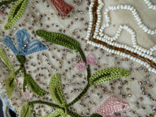 Load image into Gallery viewer, Delicate Vintage 1940s / 1950s Beaded Evening Bag; BELGIAN. Embellished with glass beads, and Embroidered Flowers
