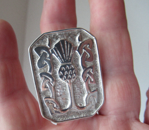 Vintage Scottish Silver Brooch with Thistle and Knotwork