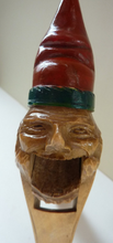 Load image into Gallery viewer, Wooden NUTCRACKER in the Form of a Little Elf or Gnome. 1950s Vintage Folk Art. Really Cute Wee Carved Face
