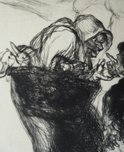 Load image into Gallery viewer, 1920s Etching by Edmund Blampied The Market Argument
