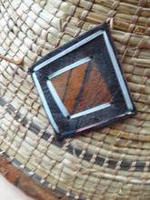Load image into Gallery viewer, Vintage AFRICAN (Ghana) Woven Straw &amp; Leather FULANI Hat with Straps. Nice, clean condition
