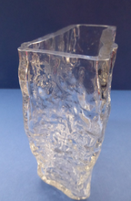 Load image into Gallery viewer, Iittala Pinus Style Vase. 1970s Vintage Tall Oblong Clear Glass Bark Vase

