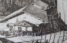 Load image into Gallery viewer, SCOTTISH Art. Original Etching / Drypoint by MUIRHEAD BONE (1876-1953). Railway Sheds, Marseilles; 1937. Pencil Signed
