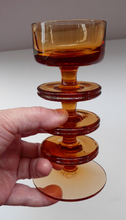 Load image into Gallery viewer, Collectable 1970s SHERINGHAM WEDGWOOD GLASS Topaz or Amber Candlestick by Stennett-Wilson. 6 inches high
