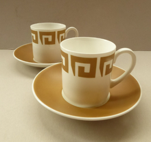 Load image into Gallery viewer, Six 1970s Susie Cooper (Wedgwood) OLD GOLD KEYSTONE bone china cups &amp; saucers
