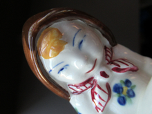 Load image into Gallery viewer, ALUMINIA Royal Copenhagen 1940s Child Welfare Figurine, Signed JUS. Boy Carrying Fish
