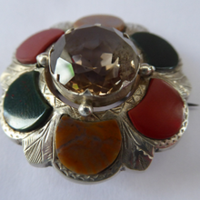 Load image into Gallery viewer, SCOTTISH SILVER: Victorian Agate &amp; Old Silver Brooch with Large Central Citrine Stone
