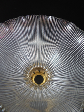 Load image into Gallery viewer, ANTIQUE Edwardian HOLOPHANE Ribbed Glass Lamp Shade. Patent Number for 1909. Brass Hanging Fitment
