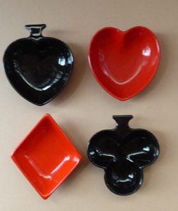Rare CARLTON WARE Set of 1960s Ceramic Playing Card Suite Dishes