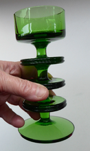 Load image into Gallery viewer, Stylish 1970s SHERINGHAM WEDGWOOD GLASS Green Candlestick by Stennett-Wilson. 6 inches high
