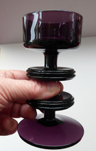 Load image into Gallery viewer, Stylish 1970s SHERINGHAM WEDGWOOD GLASS Purple Candlestick by Stennett-Wilson. 5 inches High
