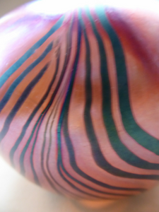 1980s John Ditchfield Unique Piece Iridescent Glass Vase with Art Nouveau Zebra Trails. Signed