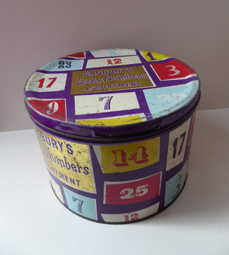 1960s Cadbury's Lucky Numbers 6lb Biscuit Tin