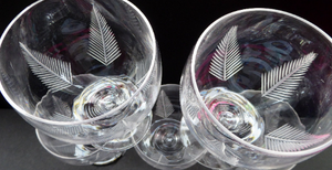 Rarer Set of Five STUART CRYSTAL WOODCHESTER Gin & Tonic Glasses. With Engraved Fern Design. Signed