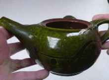 Load image into Gallery viewer, Vintage STUDIO POTTERY Stoneware Teapot. Attractive and Sturdy Pot with Japanese Inspired Decorations
