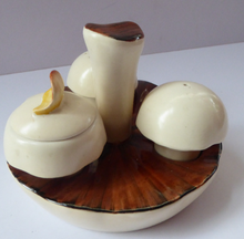Load image into Gallery viewer, CARLTON WARE Vintage 1960s Cruet Set Representing Button Mushrooms on Flat Mushroom Base
