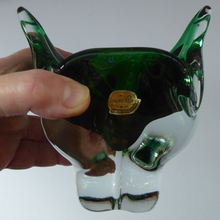Load image into Gallery viewer, HOSPODKA STYLE; Made in Czechoslovakia Label. Fine Chunky 1960s Green and Yellow Cased Glass Bowl
