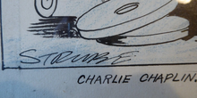 Load image into Gallery viewer, Original Pen Cartoon for Sale by Sidney Strube. Charlie Chapin as the Great Dictator

