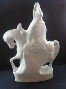 SAMPSON SMITH. LARGE Antique 1880s Victorian STAFFORDSHIRE Figurine. King Charles I on Horseback Carrying a Scroll