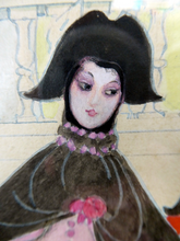 Load image into Gallery viewer, Art Nouveau Art Deco Watercolour of a Masked Ball at the Venice Carnival
