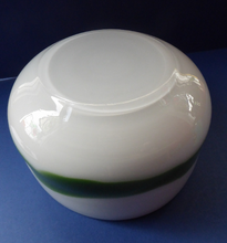 Load image into Gallery viewer, DANISH Holmegaard Glass Palet Bowl with Green Stripe. Designed by MICHAEL BANG. 1970
