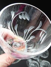 Load image into Gallery viewer, Pretty Set of Six STUART CRYSTAL ELGIN Pattern Sherry or Liqueur Glasses. With Engraved Foliage Design. Signed
