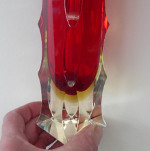 Load image into Gallery viewer, Vintage MURANO Mandruzzato Sommerso Block Vase. With Cut Facets on Each of the Corner Edges
