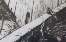 Load image into Gallery viewer, SCOTTISH Art. Original Etching / Drypoint by MUIRHEAD BONE (1876-1953). Railway Sheds, Marseilles; 1937. Pencil Signed
