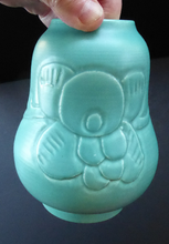 Load image into Gallery viewer, 1930s CROWN DUCAL Byztantine or Danube Vase. Shaped 155. Matt Aqua Green Glaze with Sgraffito Floral Decorations
