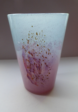 Load image into Gallery viewer, 1930s Tall Scottish Monart Glass Vase. Pink with Gold Aventurine
