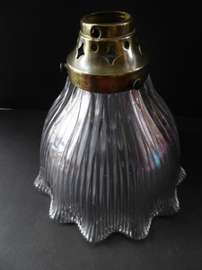 ANTIQUE Edwardian HOLOPHANE Ribbed Glass Lamp Shade