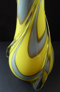 id-Century Italian V.B Opaline Vase with Yellow and Grey Zebra Stripes