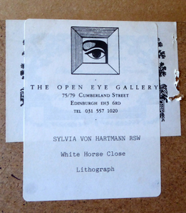 Sylvia von Hartmann Pencil Signed Lithograph White Horse Close Edinburgh