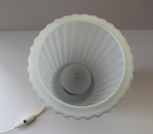 Vintage 1950s Scandinavian Style Table Lamp with Rosewood Tripod Feet and Tall Fluted White Glass Shade
