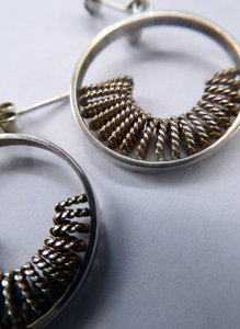 Early Scottish ORTAK Silver Earrings by MALCOLM GRAY for Silvercraft. Original Box. Hallmarked 1975