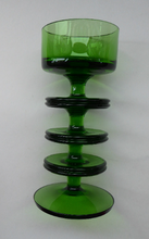Load image into Gallery viewer, Stylish 1970s SHERINGHAM WEDGWOOD GLASS Green Candlestick by Stennett-Wilson. 6 inches high

