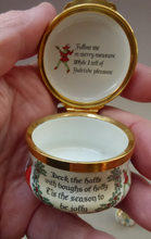 Load image into Gallery viewer, 1987 Halycon Days Enamels Christmas Box. Medieval Dancers. Excellent Vintage Condition

