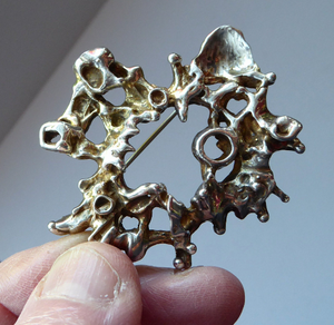 Vintage BRUTALIST Design. Sterling Silver Brooch. Marked STERLING 925S RS for Randers Sølvvarefabrik