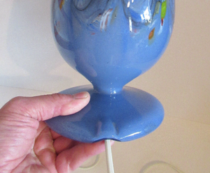 Scottish Glass. Vasart Tulip Vase. Dark Blue Shades