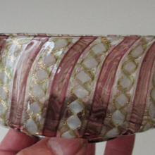 Load image into Gallery viewer, Venetian / Salviati Murano Glass Latticino Zanfirico Glass Finger Bowl with Clear Glass Cherub Prunts
