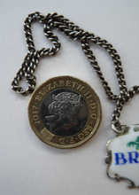 Load image into Gallery viewer, VINTAGE Silver and Enamel BRANDY Decanter or Bottle Label Birmingham Hallmarked 1957
