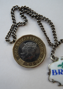 VINTAGE Silver and Enamel BRANDY Decanter or Bottle Label Birmingham Hallmarked 1957